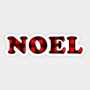 'Noel' Phrase in Buffalo Plaid Sticker